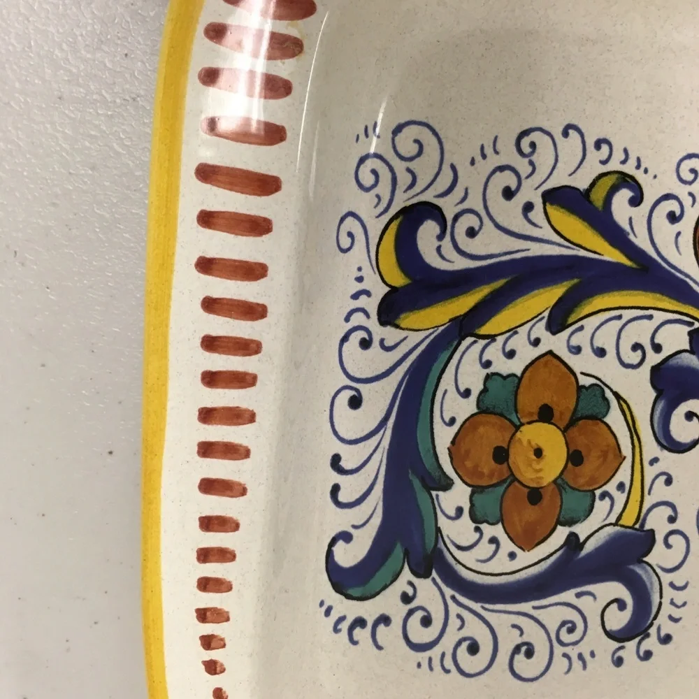 DERUTA ITALY RICCO MAJOLICA Platter 7 x 16 rectangular hand painted serving New